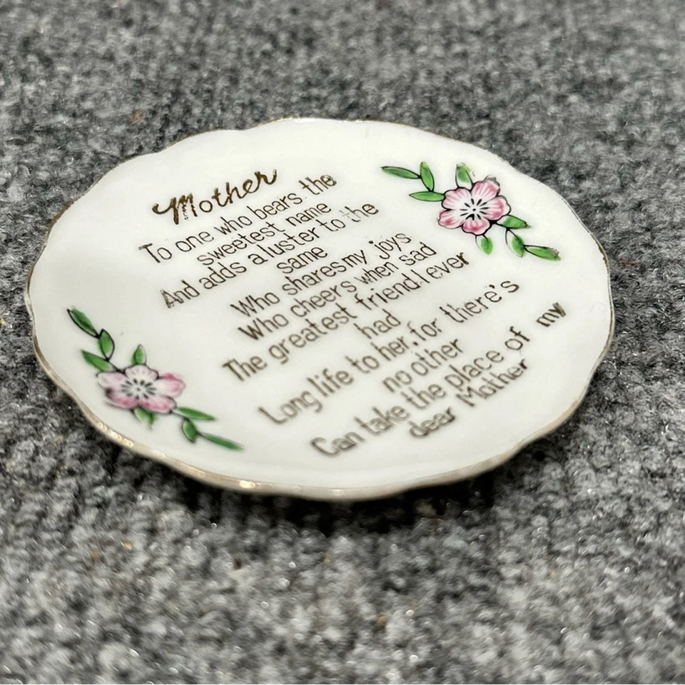 Vintage Mother ring trinket dish with poem 3” floral Mother’s Day birthday - Image 3 of 4