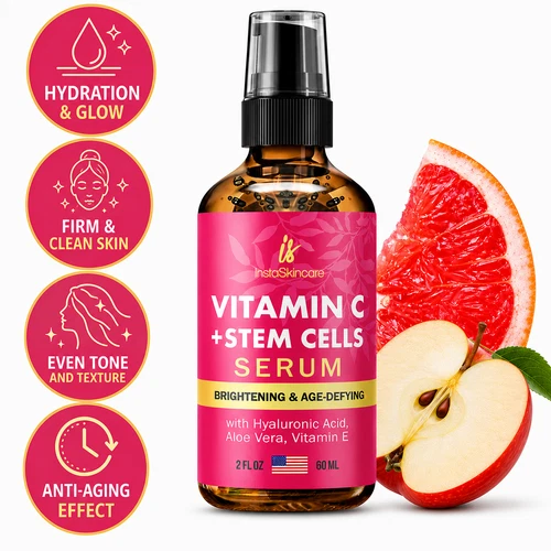 InstaSkincare VITAMIN C SERUM Hyaluronic Acid Dark Spot Anti-aging Wrinkle 2oz