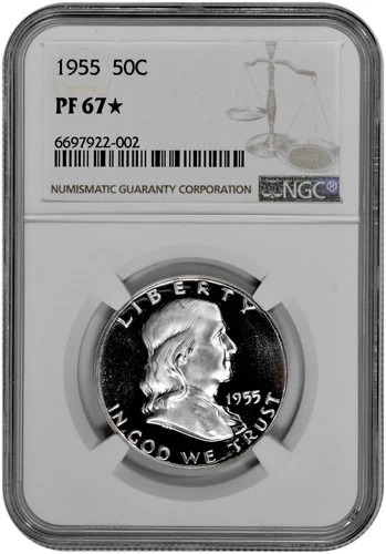1955 50C Proof Silver Franklin Half Dollar NGC PF 67 Star White with New Holder