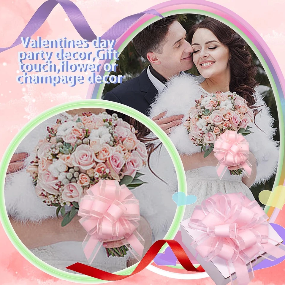 Arcos de organza rosa de 6 pulgadas 5 piezas, estilo clásico para boda, día de San Valentín, Foto 3 de 4