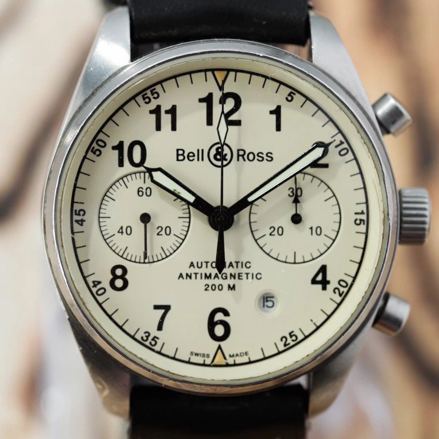 Bell & Ross BR 126 Officer Cream Dial Chrono– Automatic AS-IS Read
