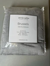 Pine Cone Hill Annie Selke Brussels Quilted EURO Pillow Sham Black/Silver NEW
