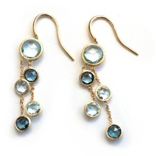 Orecchini pendenti goccia Marco Bicego Jaipur colore misto topazio 2 fili oro 18 carati nuovi