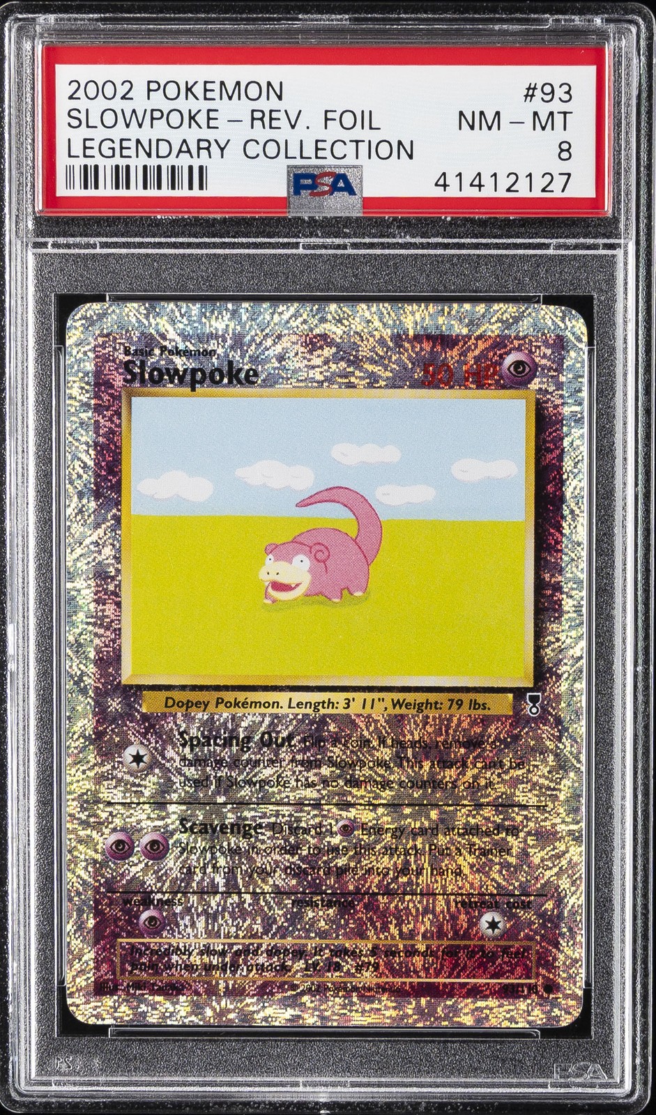 2002 POKEMON LEGENDARY COLLECTION #93 SLOWPOKE-REVERSE FOIL PSA 8