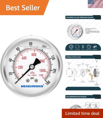 #ad Durable 2 1 2quot; Pressure Gauge Glycerin Filled with 304 Stainless Steel Build $22.99