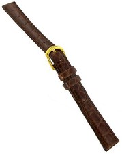 12mm deBeer Alligator Grain Brown Padded Stitched Leather Watch Band Strap