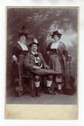 Cabinet Photo Musicians Two Women with Harp Guitars & Man Germany RARE (9435)