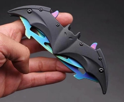 Spring Batman Rainbow Knife Assisted Folding Blade Pocket Dark Knight Joker NEW - Picture 2 of 11