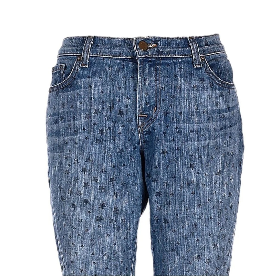 J Brand Aoki Vin Star Size 30 Boyfriend Ankle Jeans Denim Star Print - Image 3 of 4