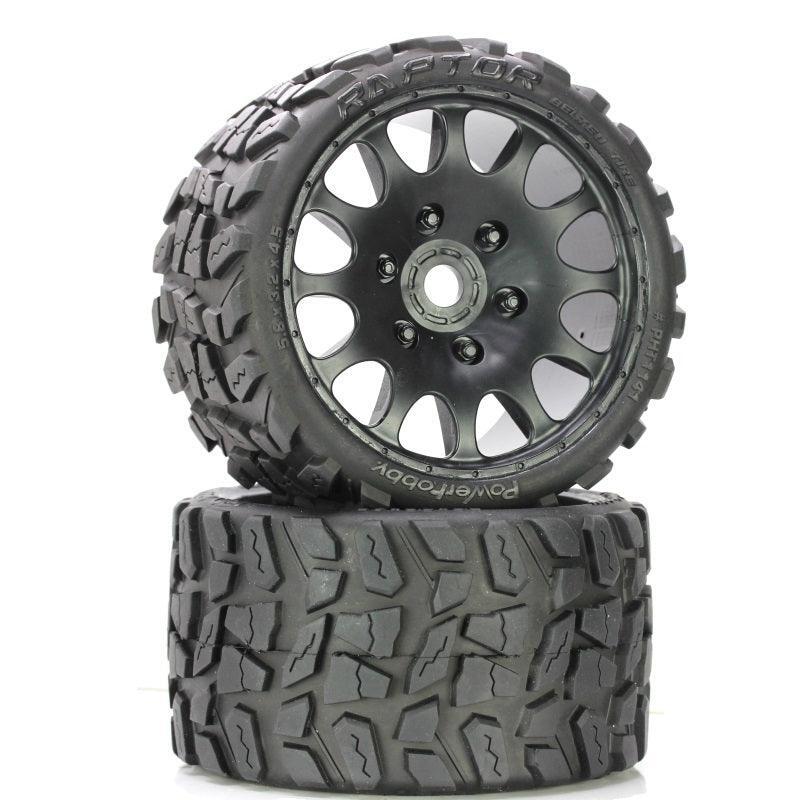 Powerhobby Raptor Belted Tires / Wheels w 17mm Hex (4) Race : Cen Colossus