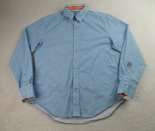 Robert Graham Dress Shirt Mens Medium Tailored Fit Blue Long Sleeve X AOP Formal