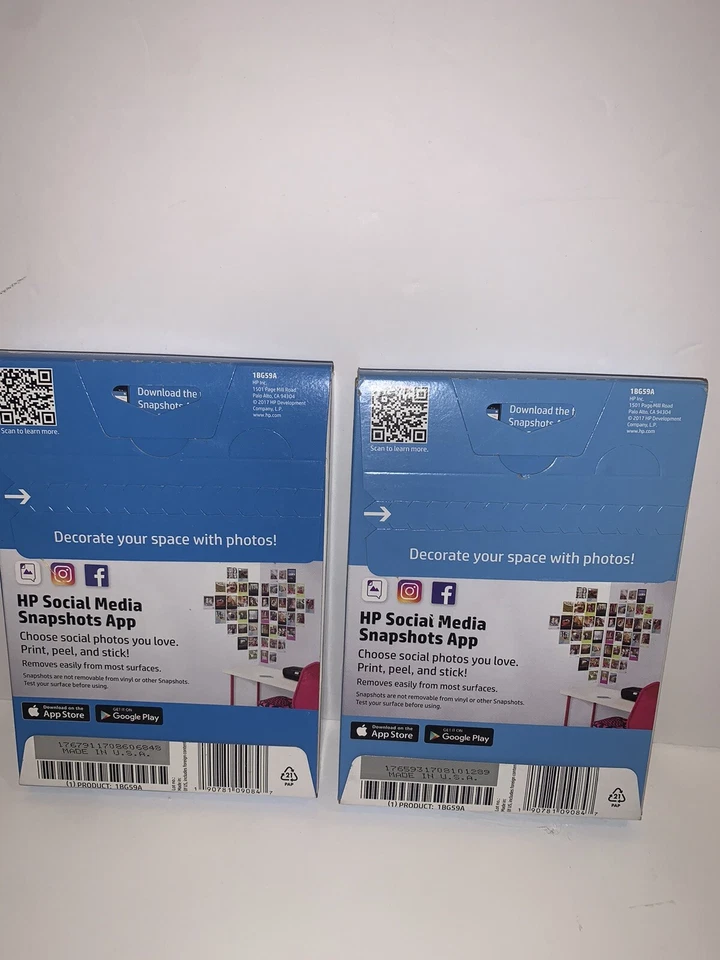 HP Photo Paper,Sticky Back Social Media Snapshots (4x5) 25 sheets *LOT OF 2 *NEW - Image 2 of 4
