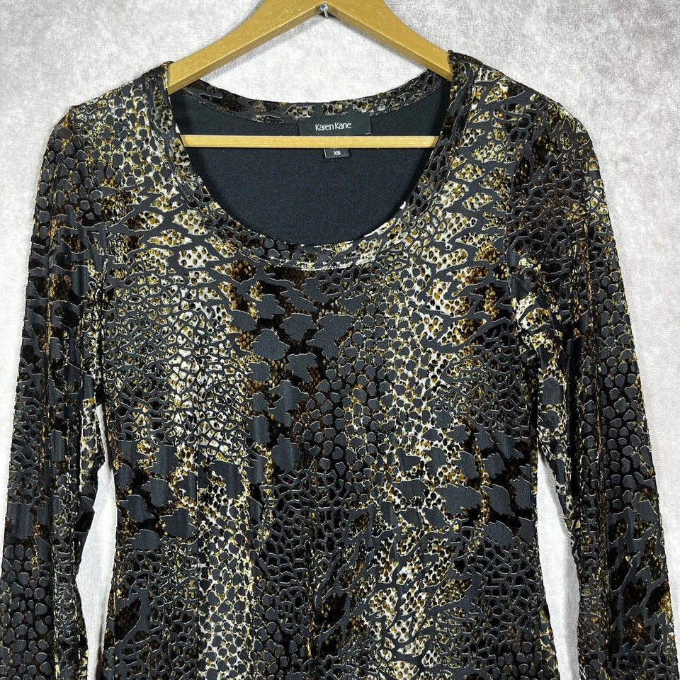 Vestido Karen Kane Para Mujer XS Negro Terciopelo Burnout Piel de Serpiente Bruja Gótico Grunge Foto 2 de 4