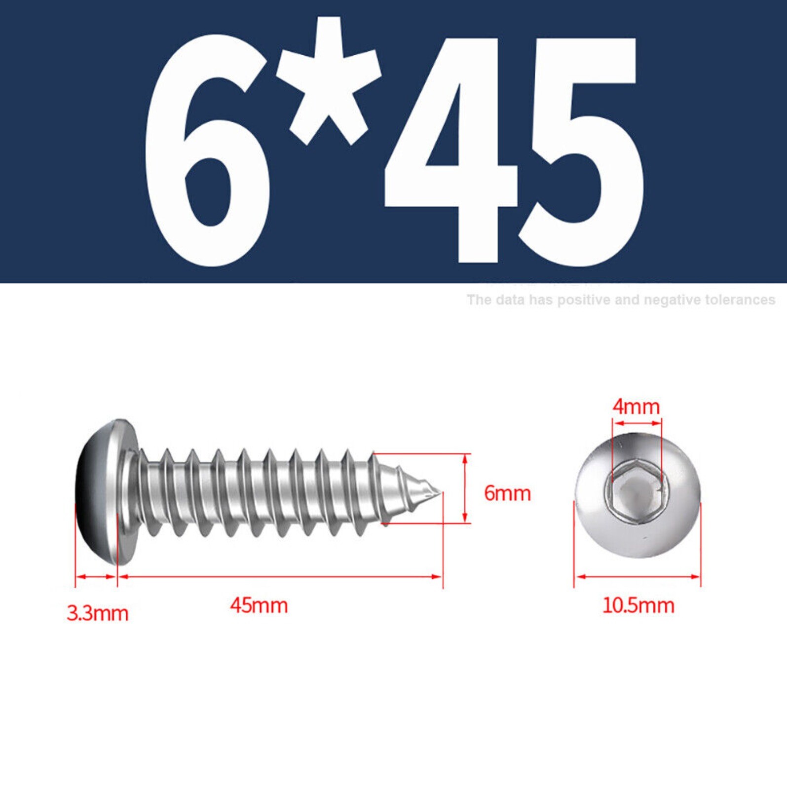 M2-M6 A2 Stainless Socket Button Head Self Tapping Screws Hex Allen Wood Tappers