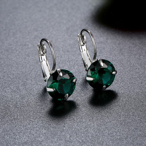 Silver Hoop Earrings Women Anniversary Jewelry Cubic Zirconia Round Hoop earring - Picture 18 of 23