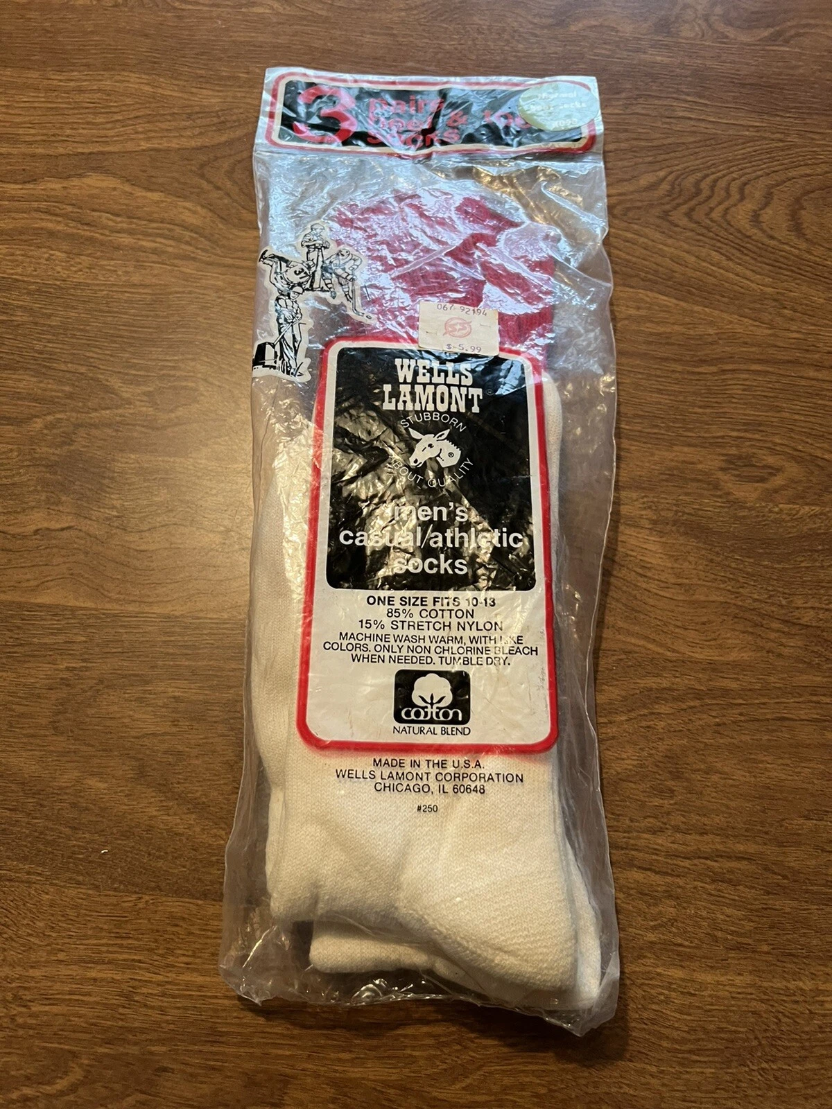 Wells Lamont One Pair Thermal Boot Socks Cotton Stretch Nylon Vintage USA K090