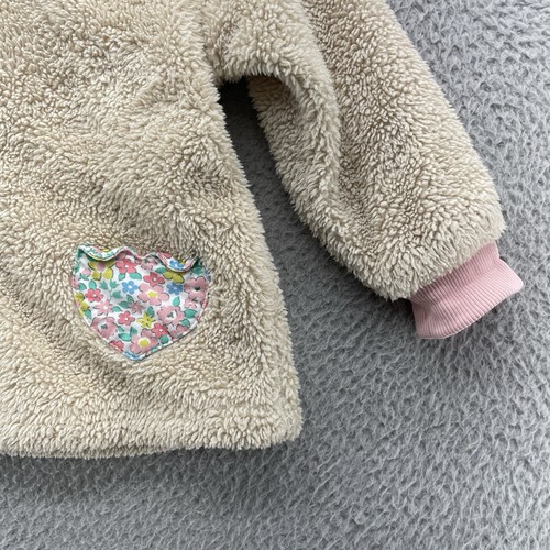 Mini Boden Kids Girls Jacket Beige Fleece Floral 18-24 Months Snaps - Picture 3 of 12