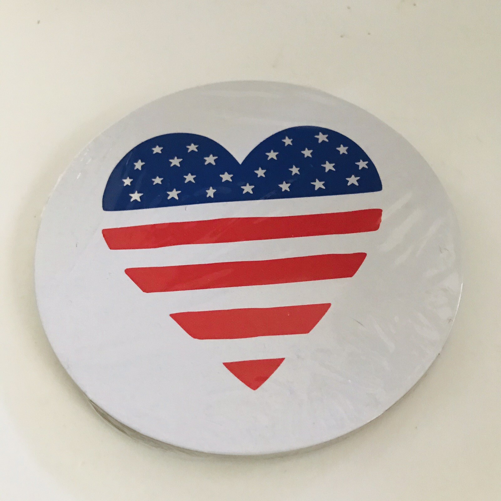 Red White Blue Heart Disposable Paper Coasters 4” Round eBay