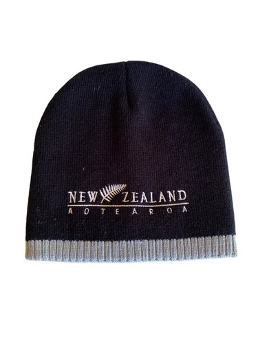 New Zealand Aotearoa Black Ski Skull Cap Hat
