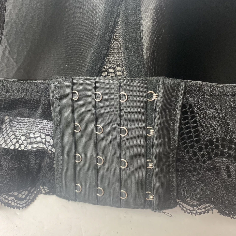 Angelina Black Lace Trim Wireless Wire Free Bra Racerback Lace 38DD - Image 4 of 4