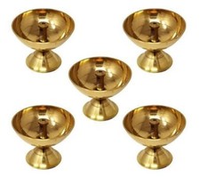 Brass Small Paro Akhand Diya Oil Lamp For Puja Purpose & Diwali (Set of 5)