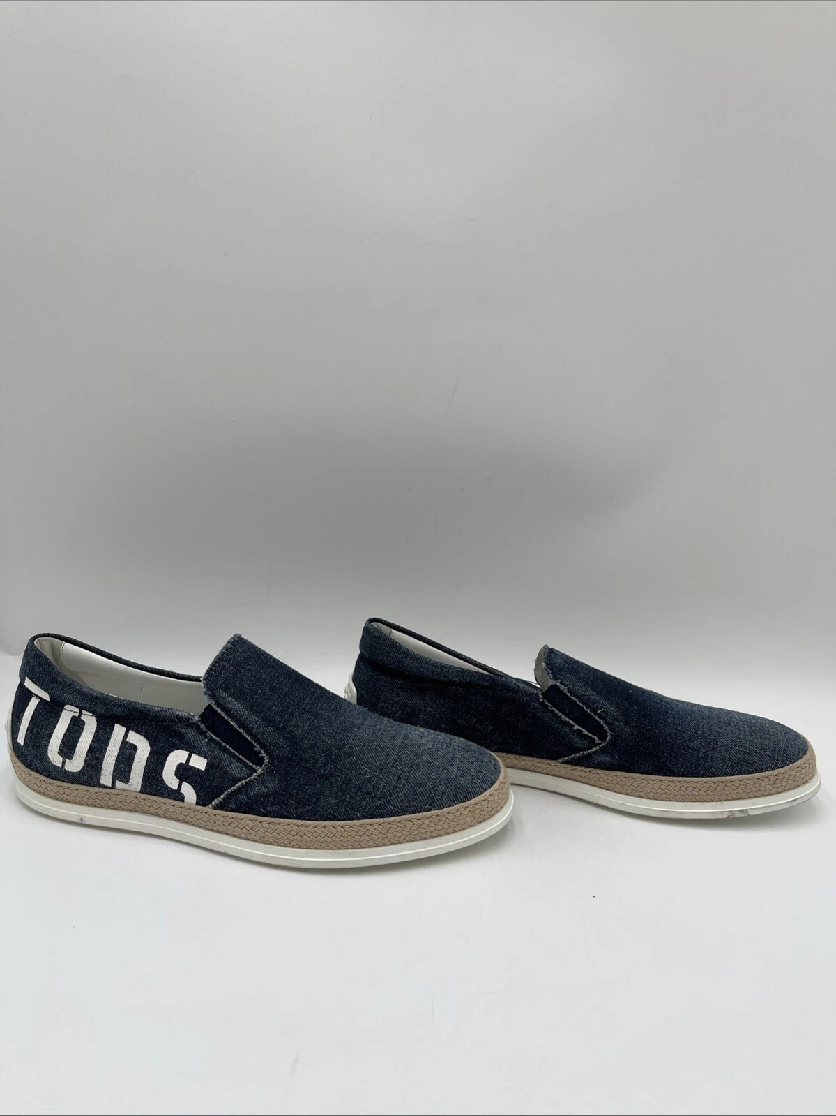 TOD’S Sneakers Espadrillas Slip On Denim Logo Punta Tonda Uomo Taglia 7