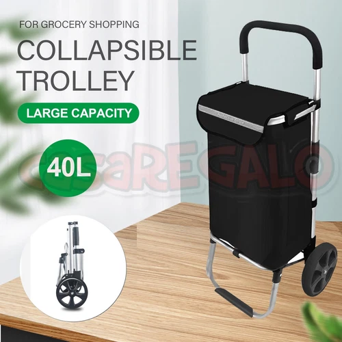 Shopping Trolley Foldable Shopping Cart For Grocery With Waterproof Cooler bag - Picture 4 of 18