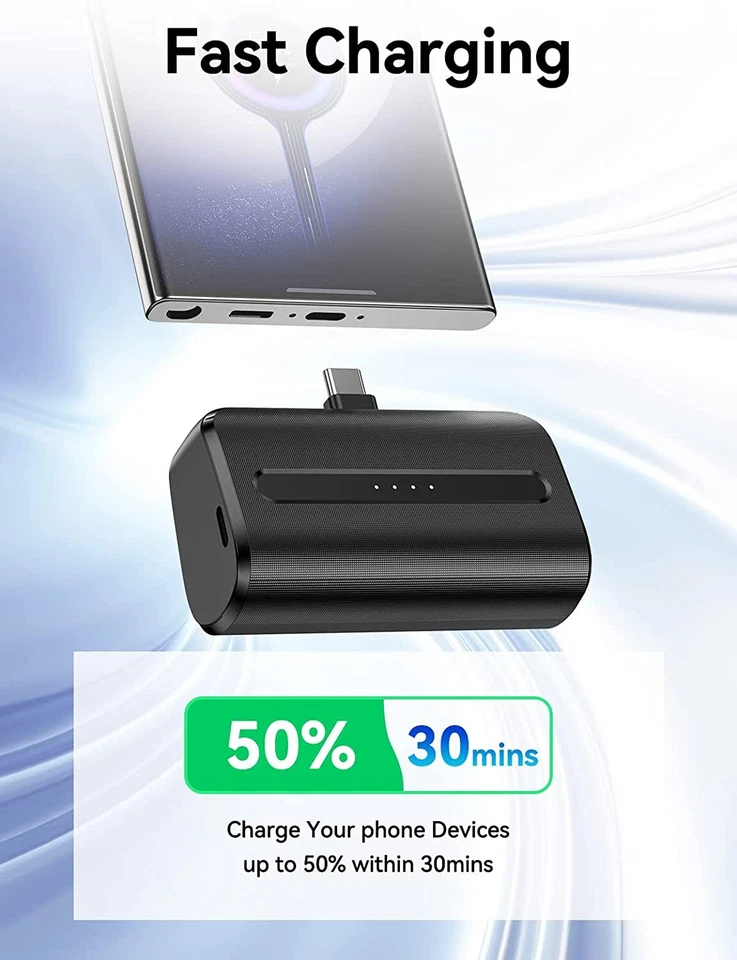 USB C Power Bank Portable Charger Mini Battery Pack For Samsung Galaxy,Pixel,LG - Image 3 of 4