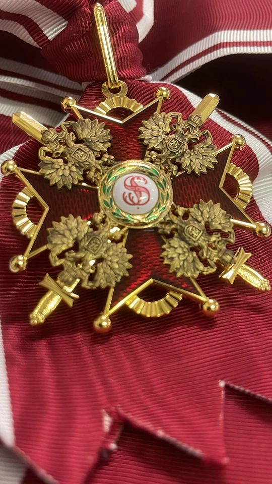 Russian Imperial Order of St. Stanislaus 1st Class with swords and sash - Image 2 of 4