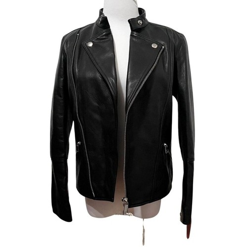 APC FLORENCE BLACK LEATHER JACKET - 34 (XS) - Picture 4 of 16