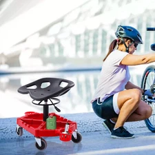 Rolling Stool Work Shop Seat Chair Adjustable Roll Swivel w/ Wheels 330LBS NEW