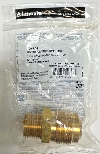 Lincoln Products Brass Male Pipe Adapter Flare x MIP 3/4" x 1/2"  Box of 12