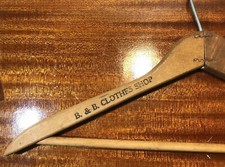Vintage Antique Wood Advertising Clothing Hanger B  B Shop Jamaica Queens NY