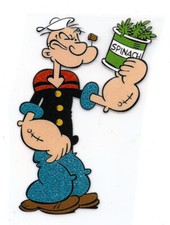 2X3" Popeye sailor glitter IRON On TRANSFER Decor Heat muscles spinach can pipe