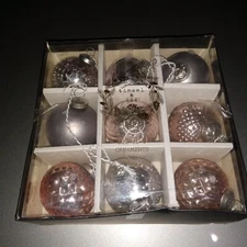 Tinsel and Fir Kugel Style Glass Christmas Ornaments. 2.5" Pewter  Bronze
