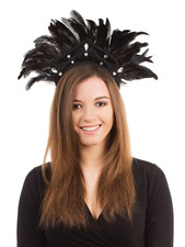 Carnival Headdress Black Feather Festival Adults Fancy Dress Accessory