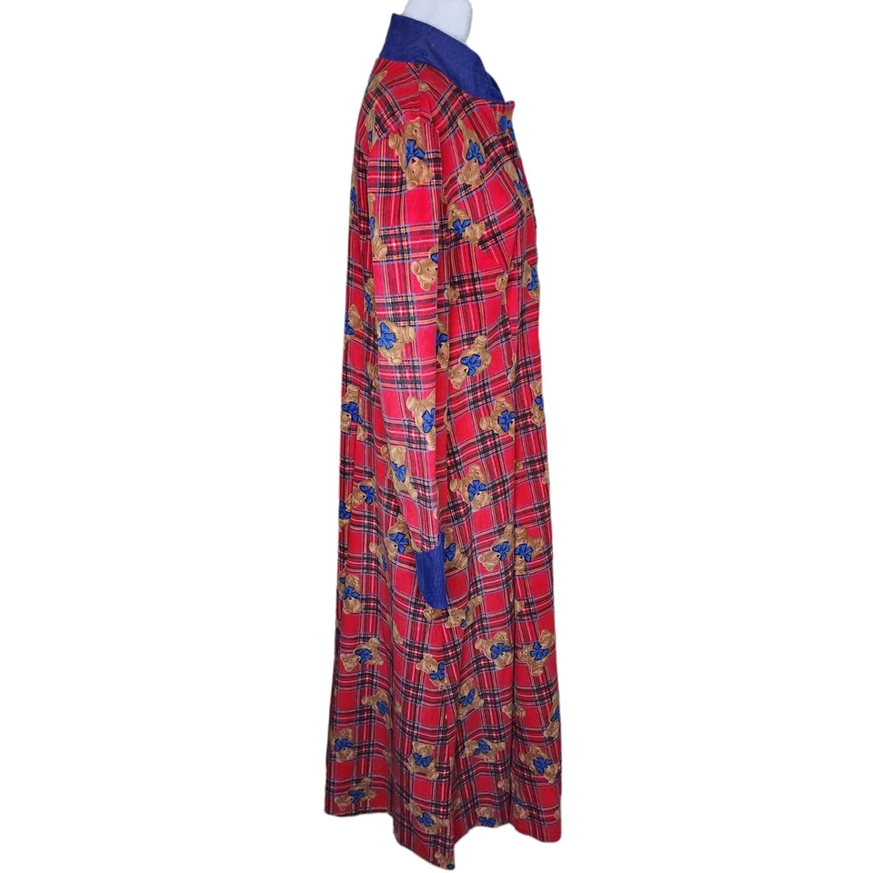 Maxi Vestido Camisa Pana Vintage Años 80 Para Mujer Talla XL Rojo Osos de Peluche Maestro Foto 2 de 4