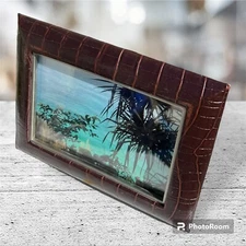 Argento SC by Sicura Italian Designs Brown Croc Embossed 4x6 Frame 1936-46BRW