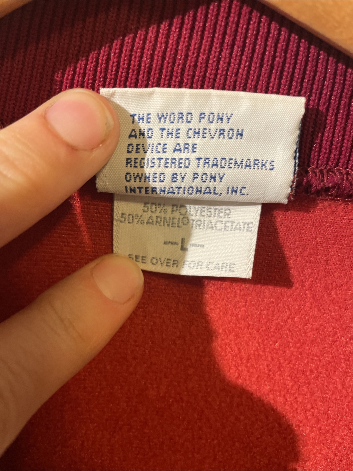 Tuta Pony vintage anni 90 zip pista rossa nera bianca giacca made in USA taglia L