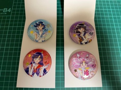 Sailor Moon Aurora Glitter Can Badges 4pc Set   Mercury, Mars, Sailor Moon,