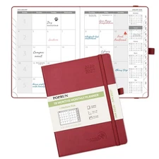 POPRUN Monthly Planner 2026-2027 Medium- 6.5 x 8.5 Soft Cover, 18-Month Calen...
