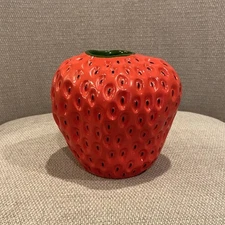Vintage Inspired Strawberry Figural Vase Decorative Ceramic Container Vessel