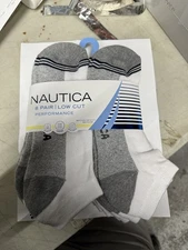 NAUTICA® Men's 8 PAIR white low cut SOCKS "DRI-MOTION"