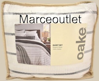 Oake Shadow Stripe Cotton FULL / QUEEN Duvet Cover & Shams Set Off White