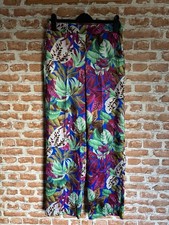 Zara Women's Satin Green Blue Pink Floral Trousers Size M