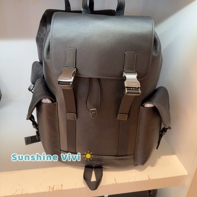 NWT COACH MEN'S Clark Backpack In Refined pebble leather CCF89 black