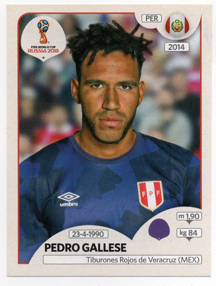 #234 Pedro Gallese Peru Panini FIFA World Cup Russia 2018 Sticker