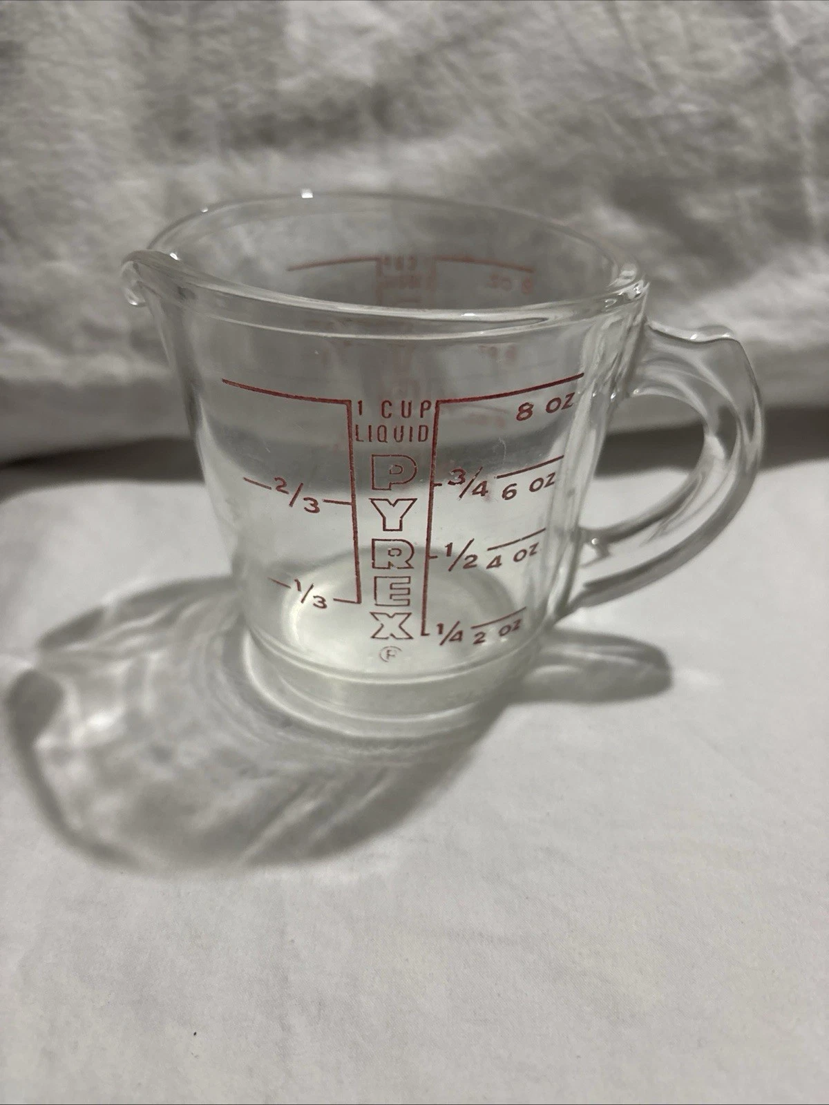 Vintage Pyrex 1 Cup Measuring Cup D Handle Red Letters 508 1950s USA