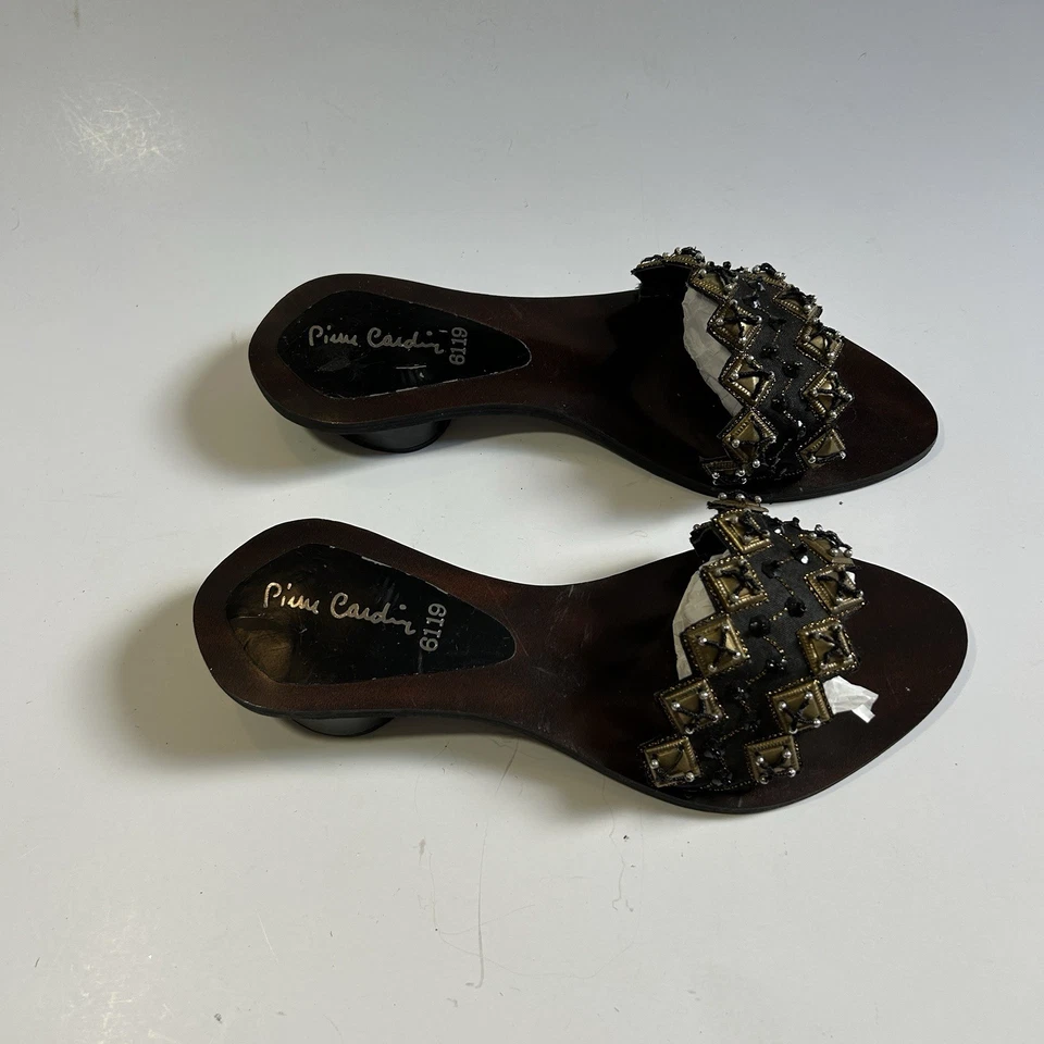 Sandalias sin cordones Pier Cardin 6119 negras con estrás tachonadas de gelatina talla 6 Foto 2 de 4