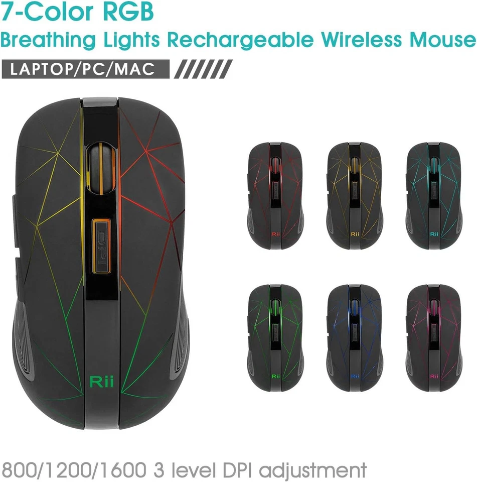 Rii RM200 Wireless Mouse,Rechargeable Gaming Mouse with USB Nano Receiver,5...  - Image 4 of 4